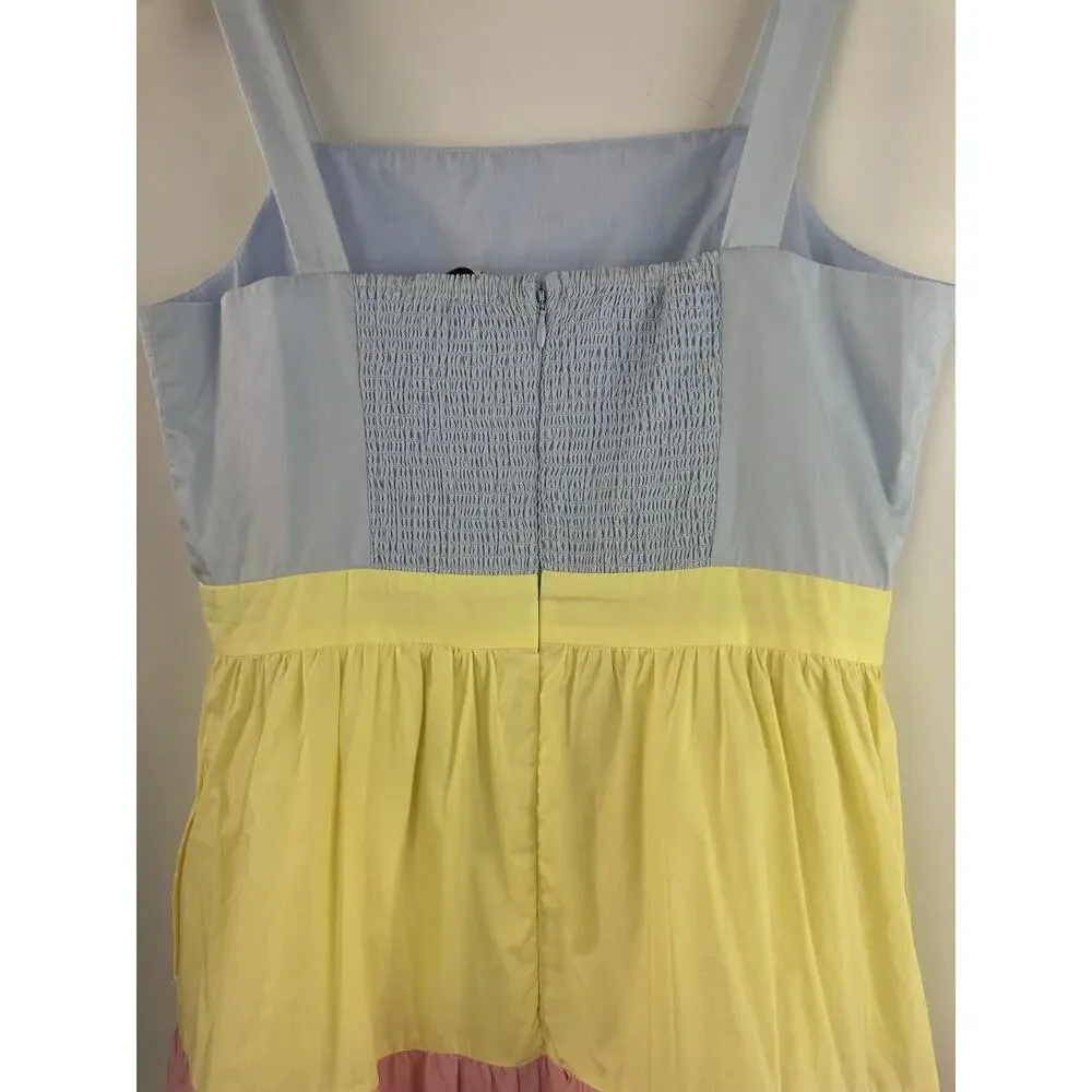 English Factory Pastel Color Block Tiered Midi Dress Sleeveless Size Medium - Picture 12 of 16